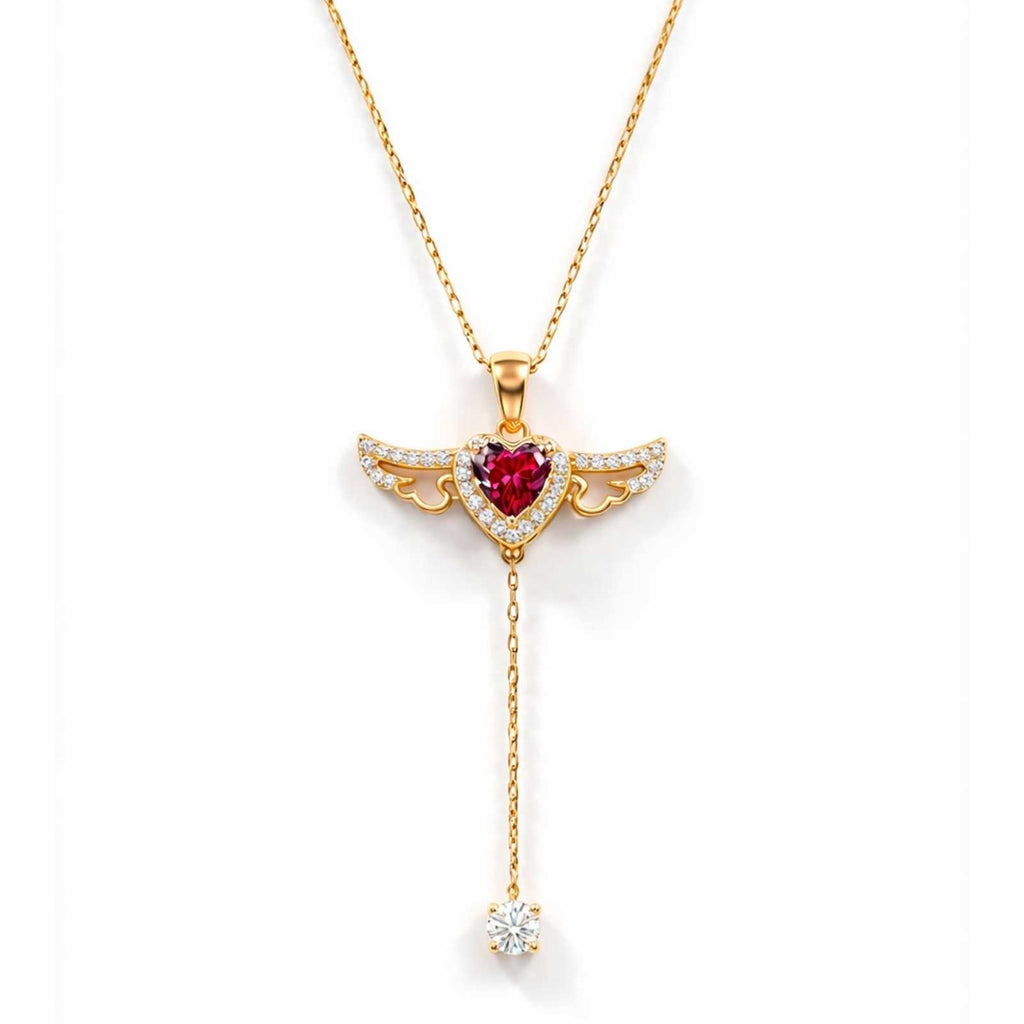 Zavera Winged Heart Diamond Gold Plated Pendant