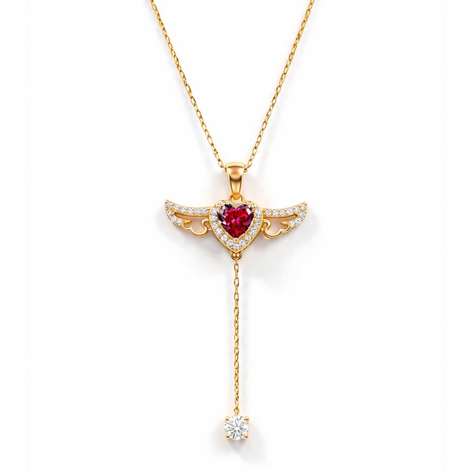 Zavera Winged Heart Diamond Gold Plated Pendant