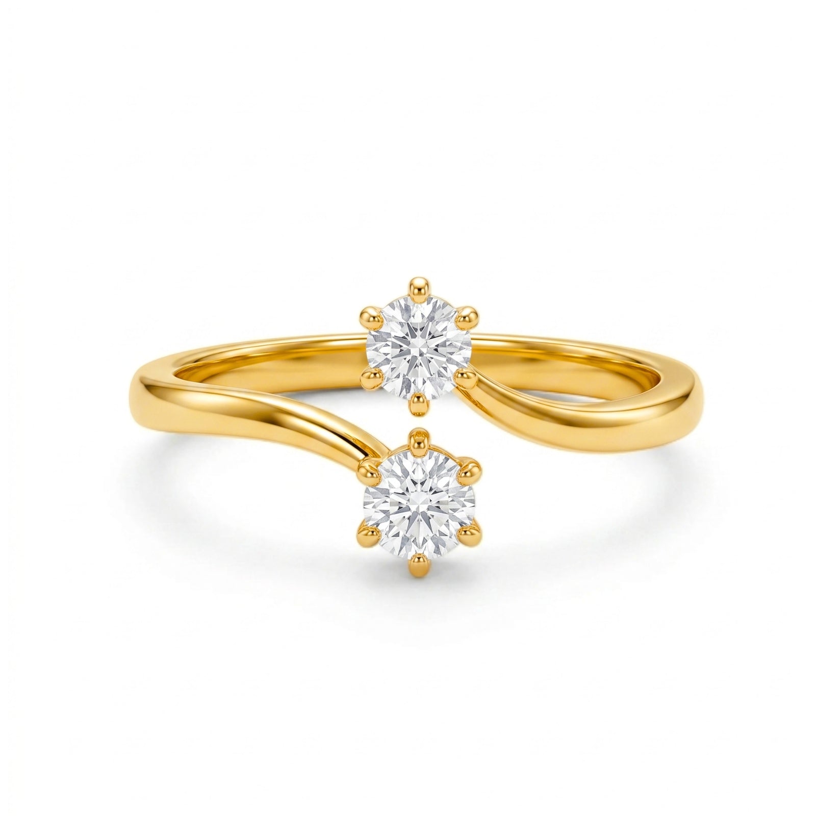 Zavera Brass 22K Toi et Moi Gold Plated Ring For Women