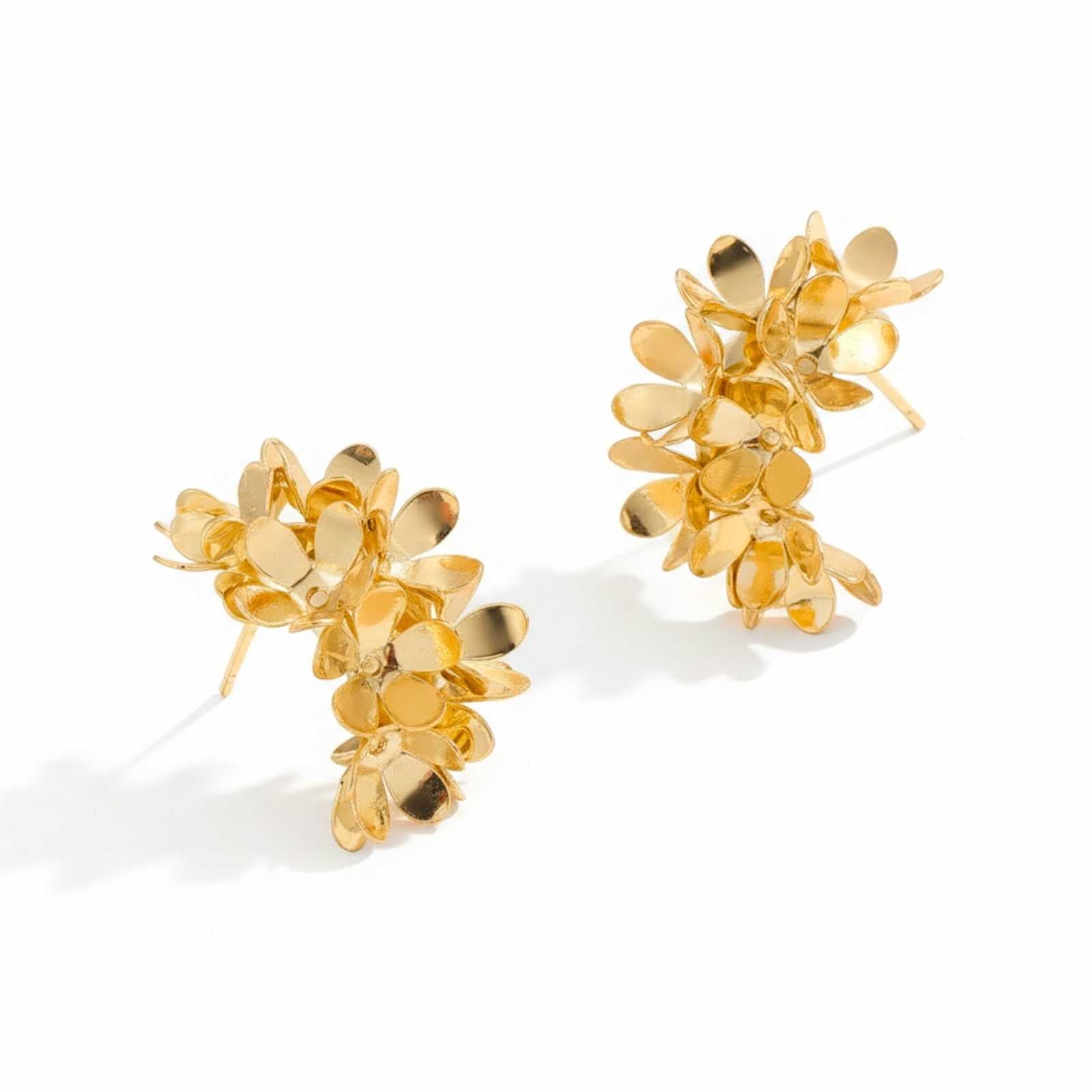 Blooming Flower Gold Plated Statement Earrings For Women