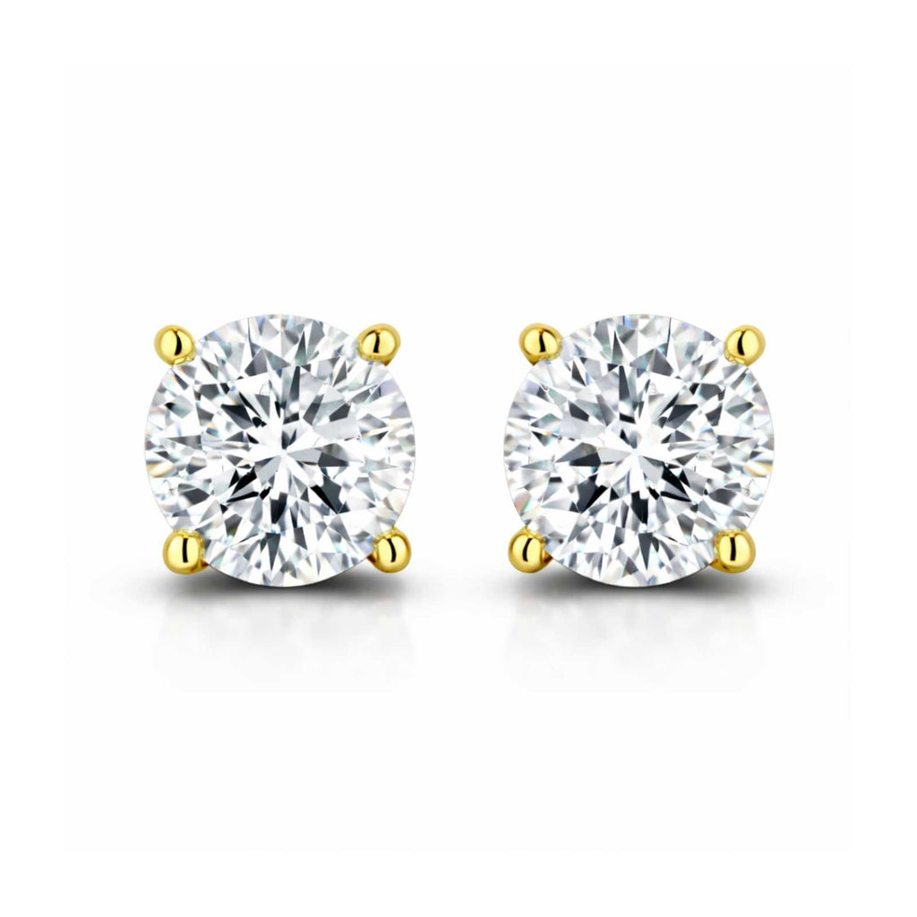 Zavera Brilliant Solitaire Gold Plated Stud Earrings