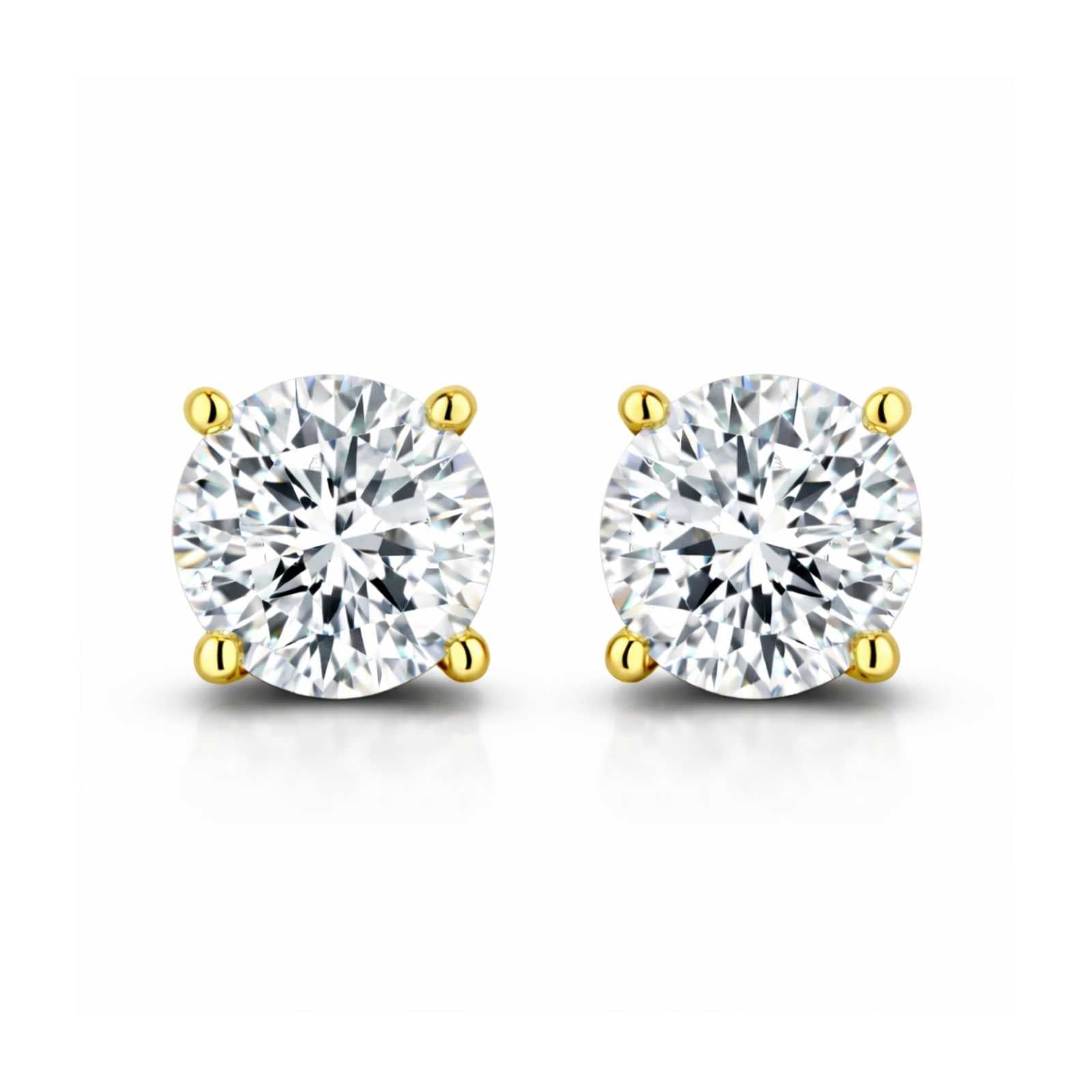 Zavera Brilliant Solitaire Gold Plated Stud Earrings
