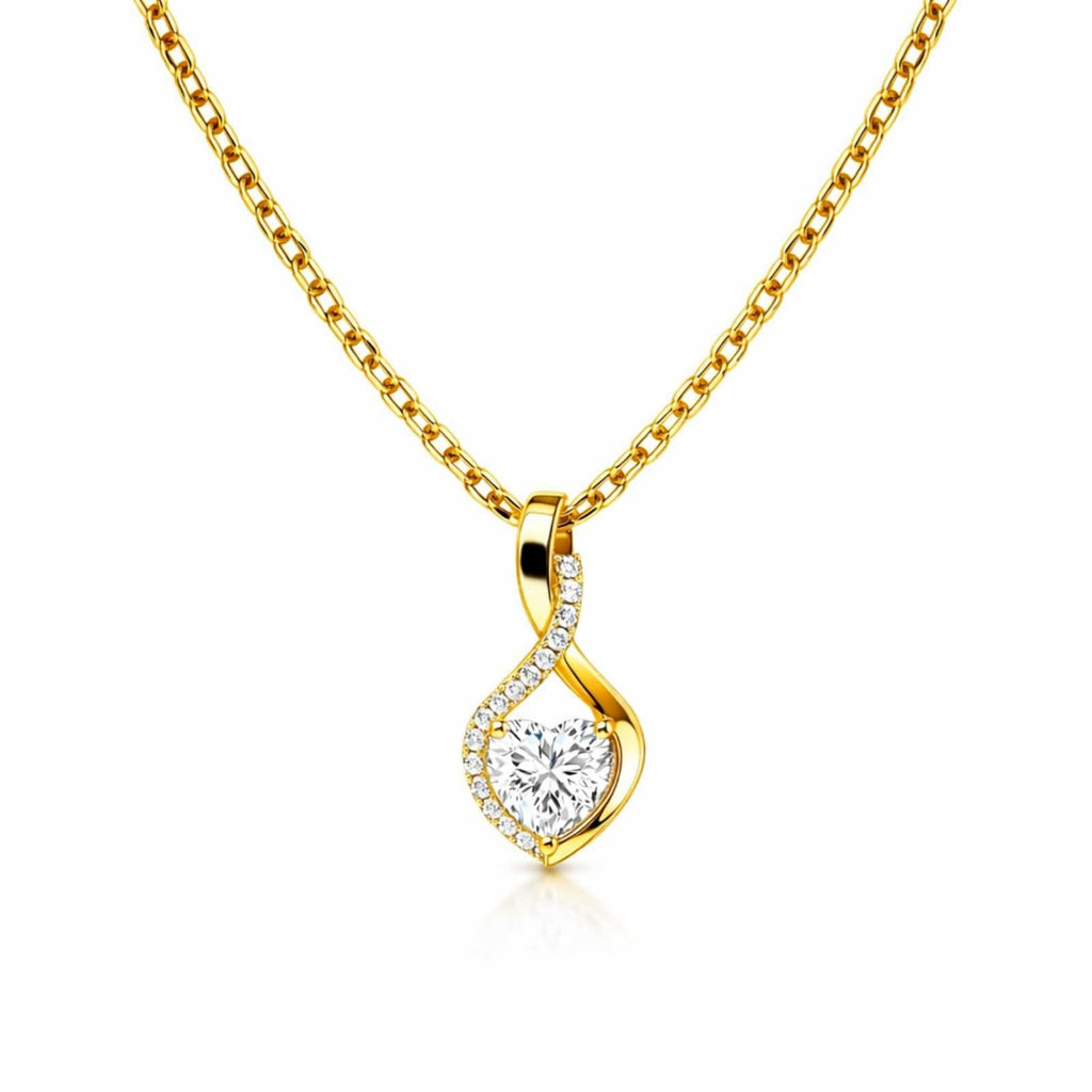 Zavera Elegant Twist Heart Diamond Gold Plated Pendant