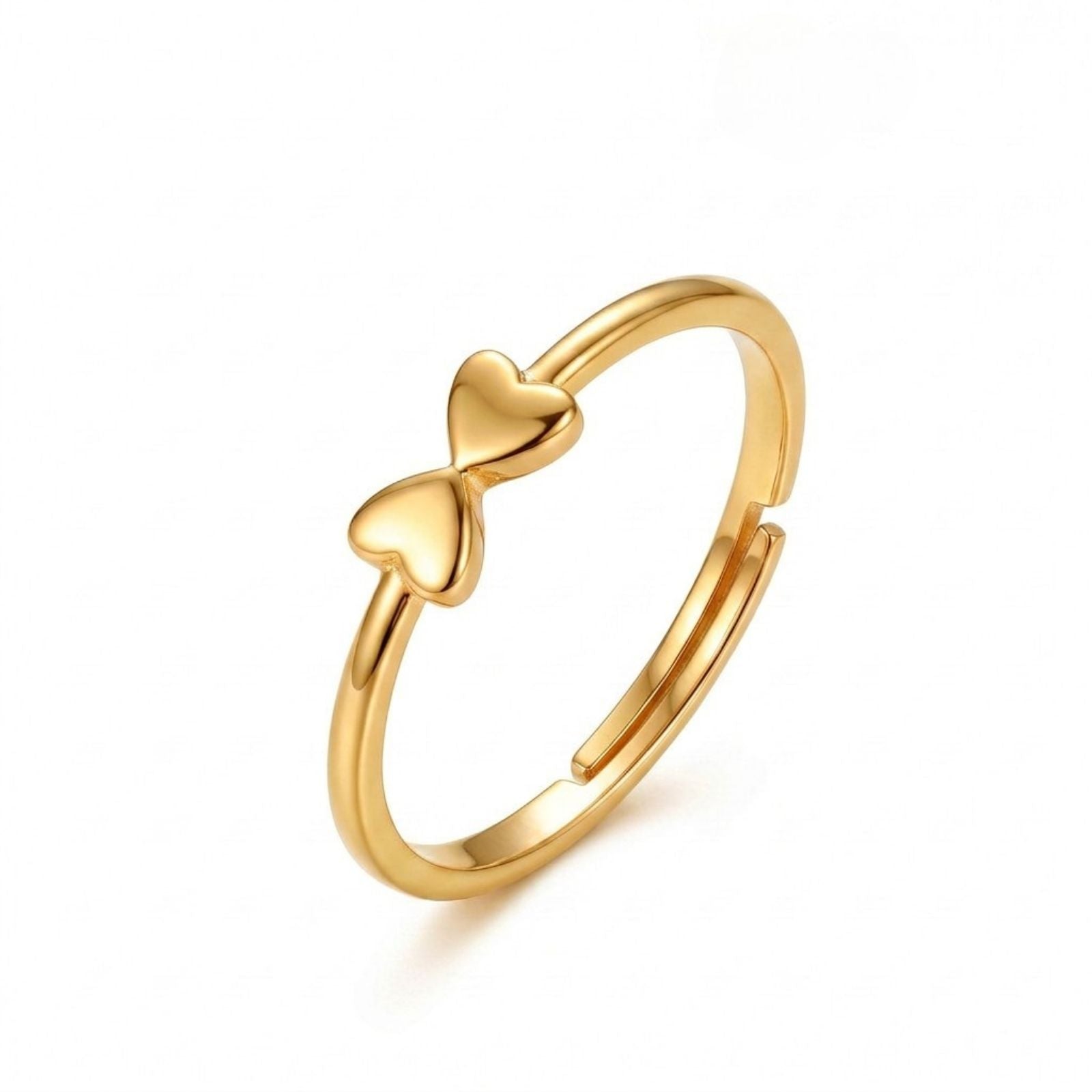 Zavera Brass 22K Cute Twin Heart Gold Plated Ring For Women