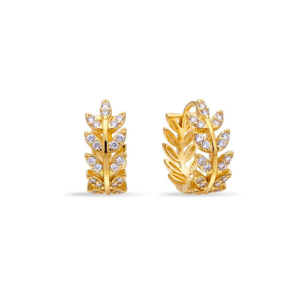 Zavera Leafy Vine Gold Plated Hoop Earrings