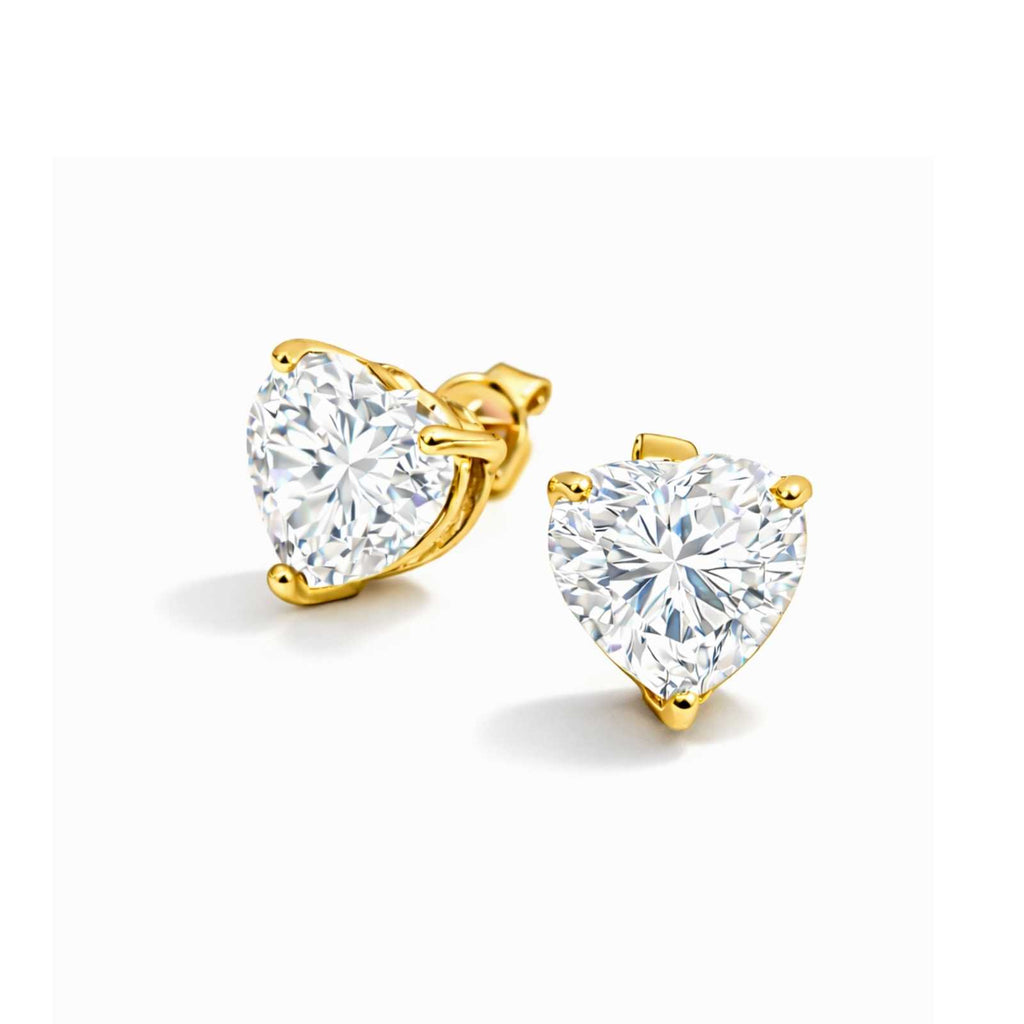 Zavera Sparkling Heart Gold Plated Stud Earrings