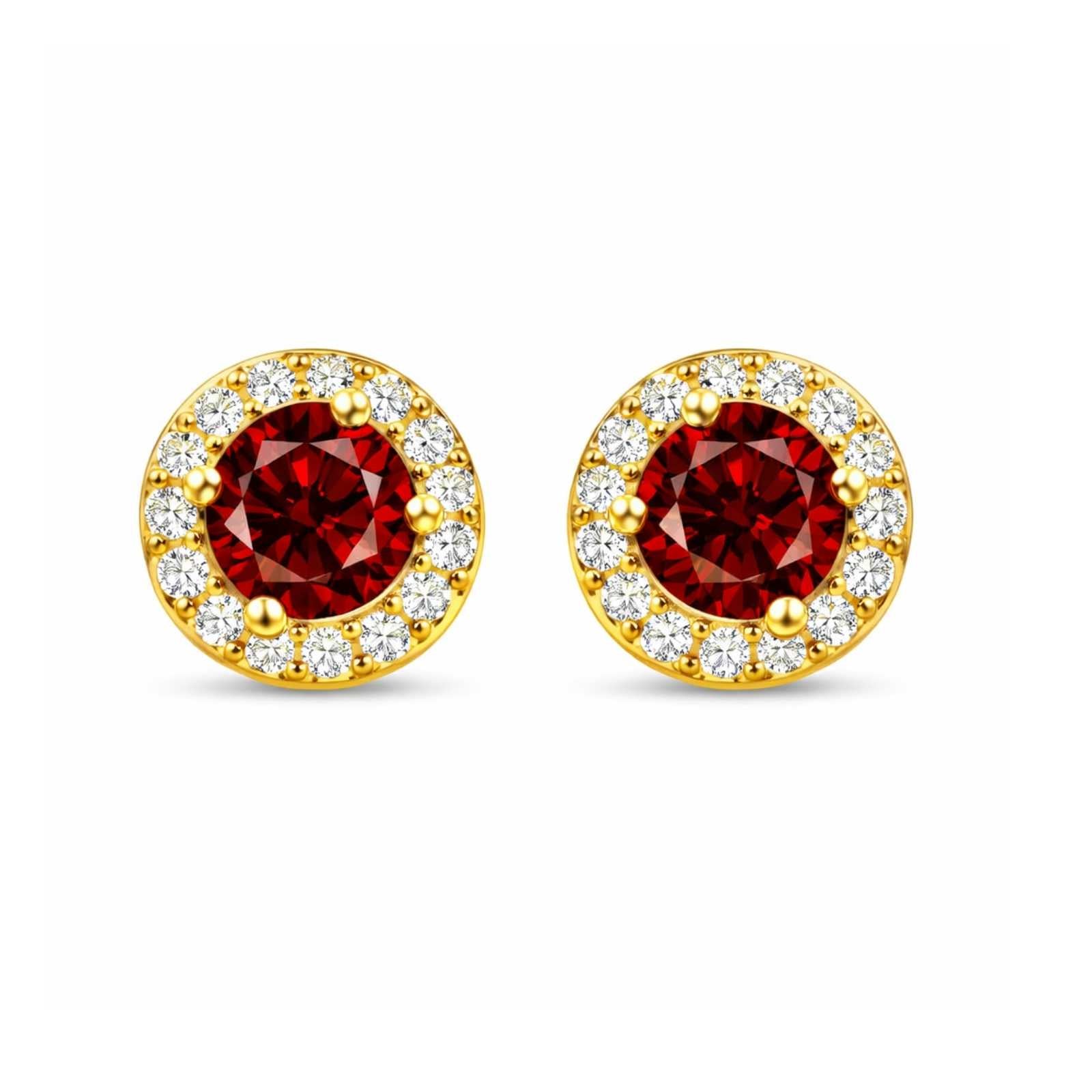 Zavera Royal Ruby Gold Plated Stud Earrings