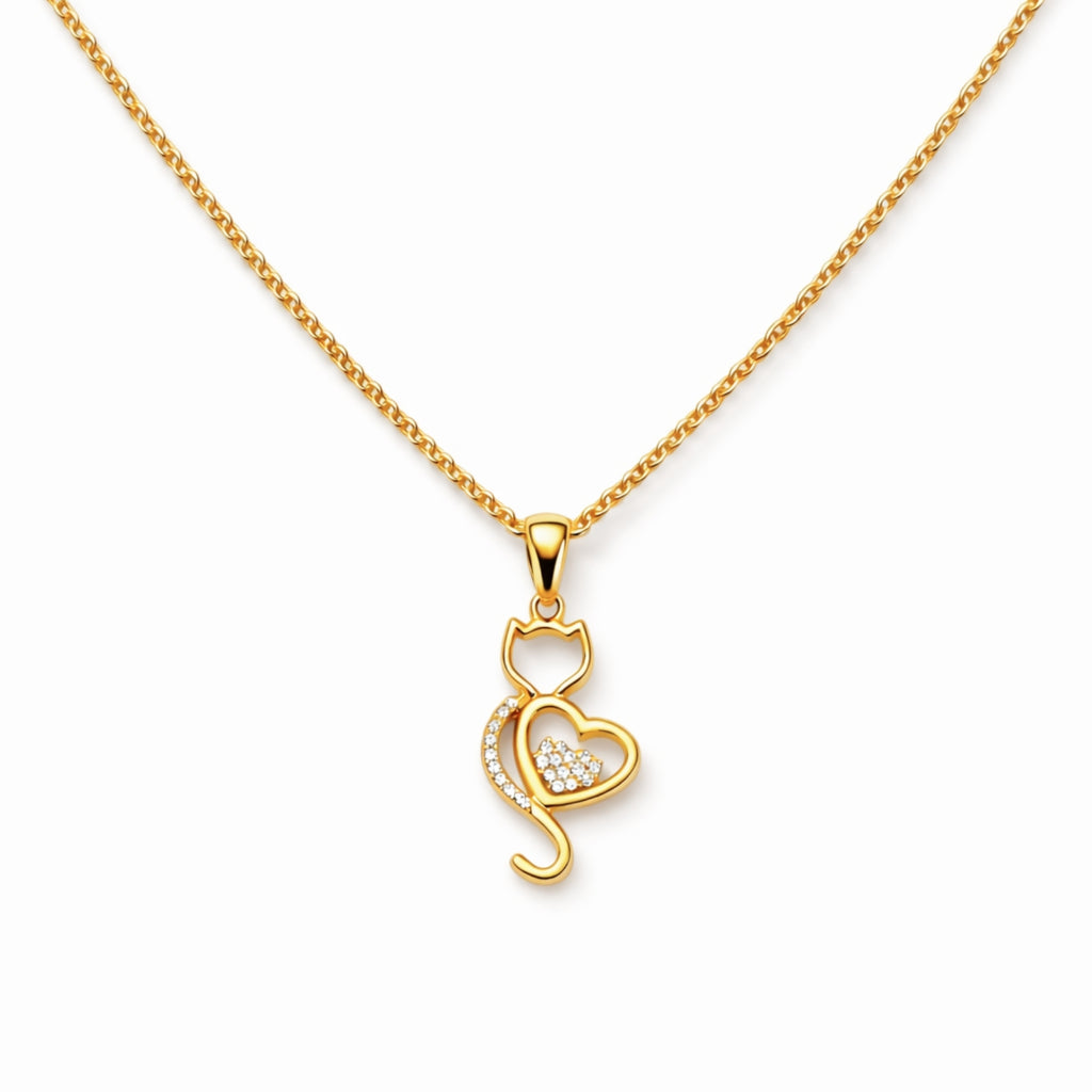Zavera Gold Plated Designer Heart Pendant Necklace for Women