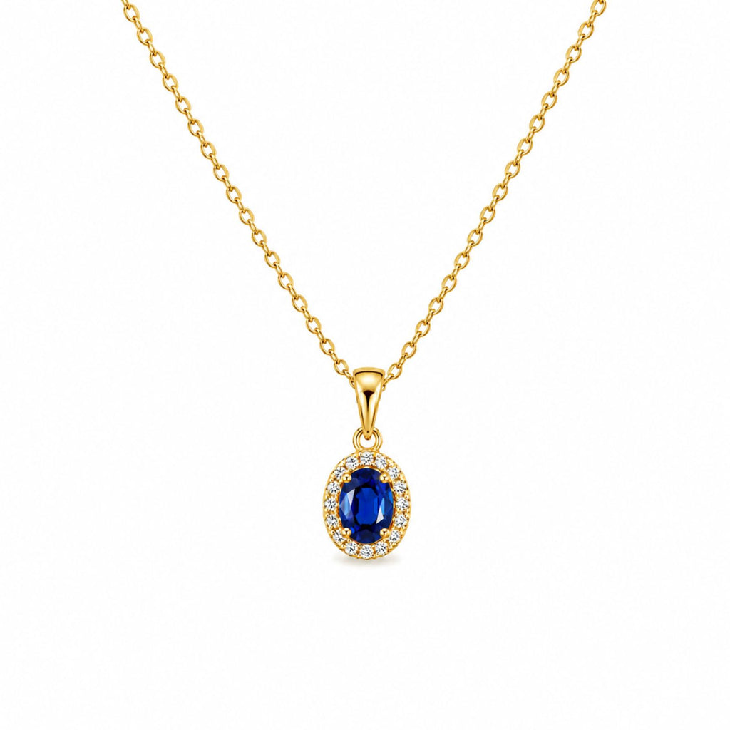 Zavera Gold Plated Blue Stone Pendant For Women