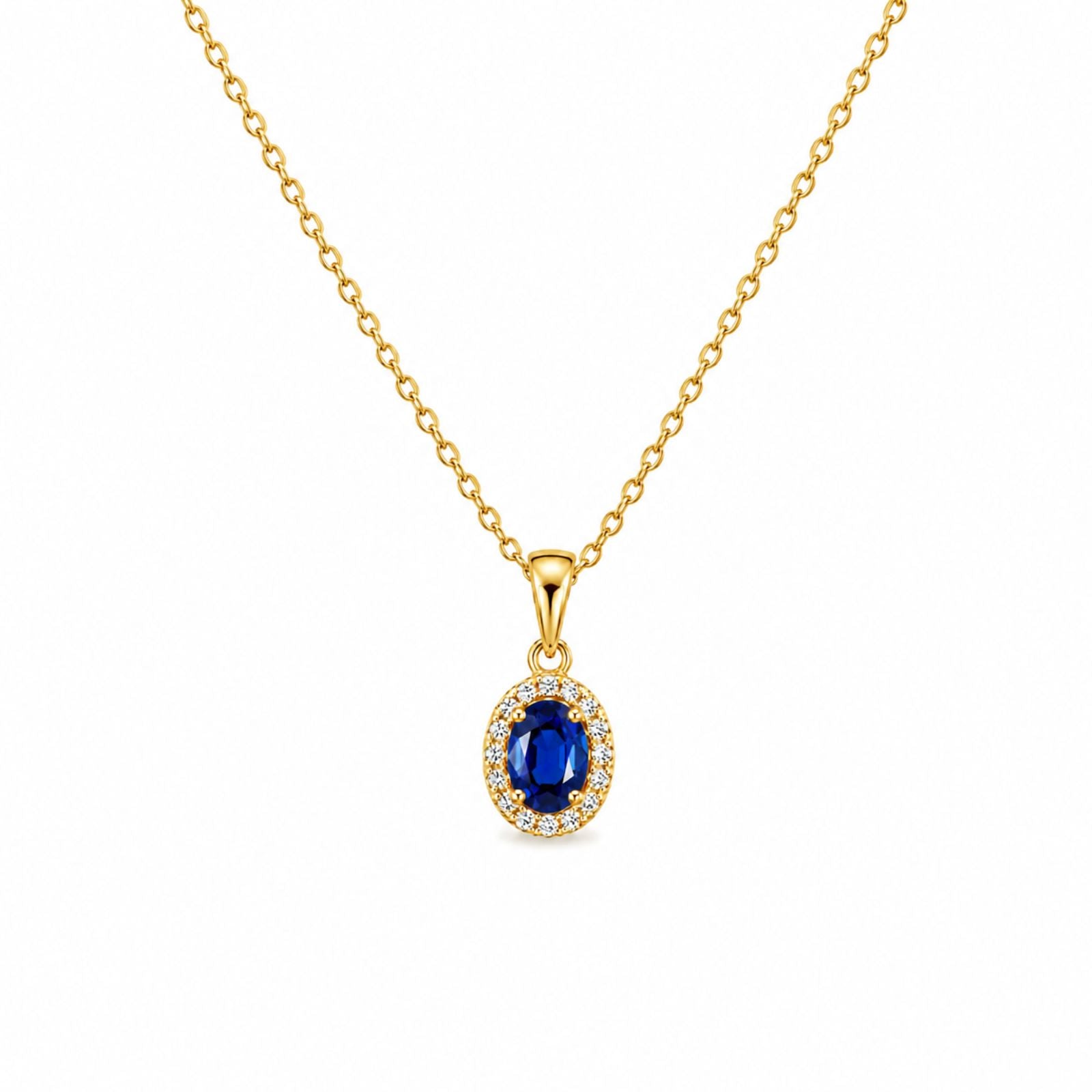 Zavera Gold Plated Blue Stone Pendant For Women