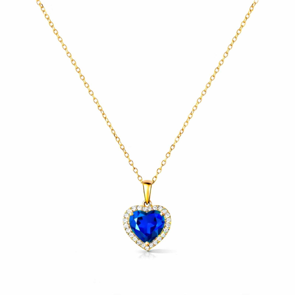 Zavera Gold Plated Blue Heart Crystal Halo Pendant