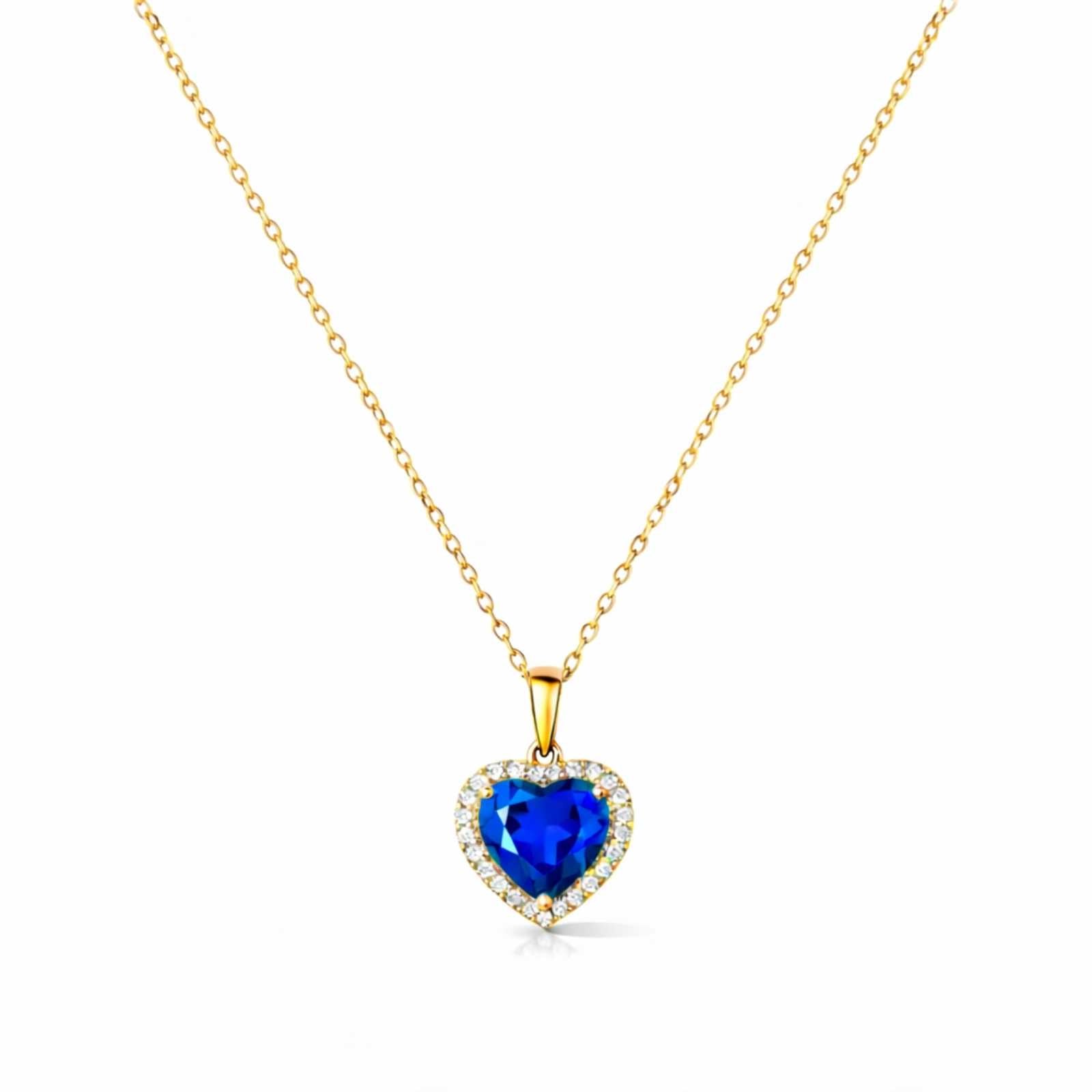 Zavera Gold Plated Blue Heart Crystal Halo Pendant