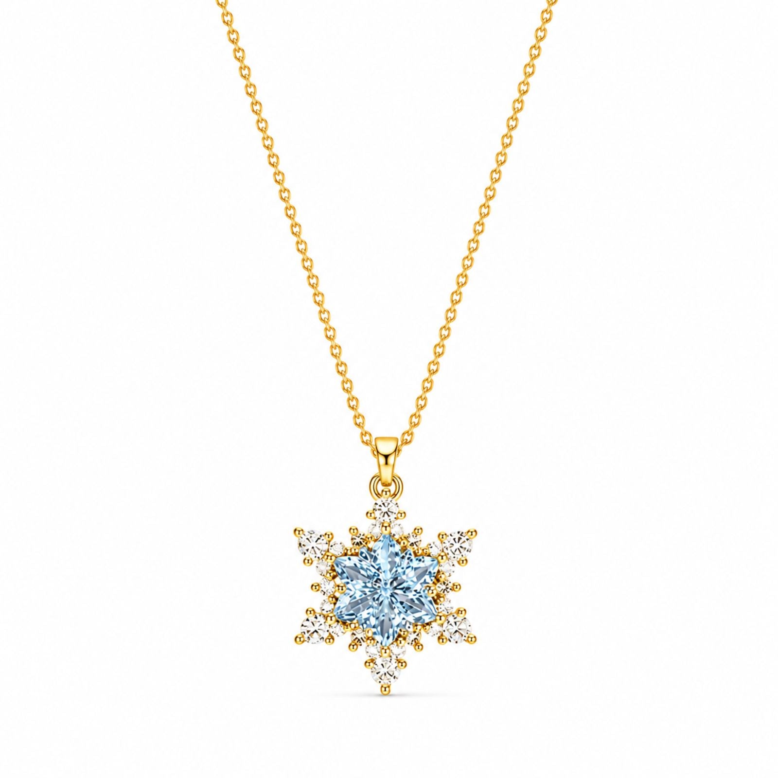 Zavera Gold Plated Dainty Blue Crystal Pendant For Women