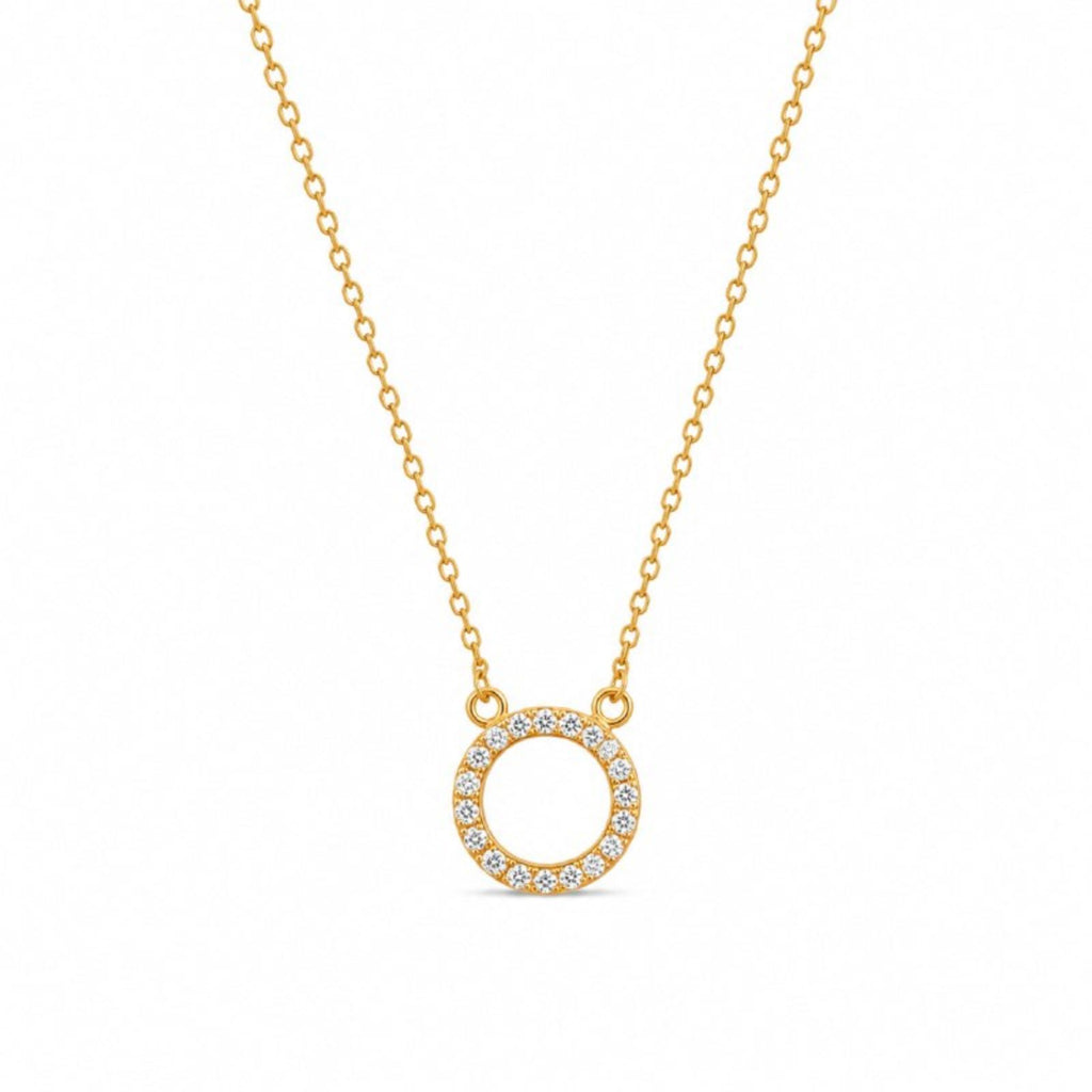 Zavera Gold Plated CZ Open Circle Pendant Necklace for Women