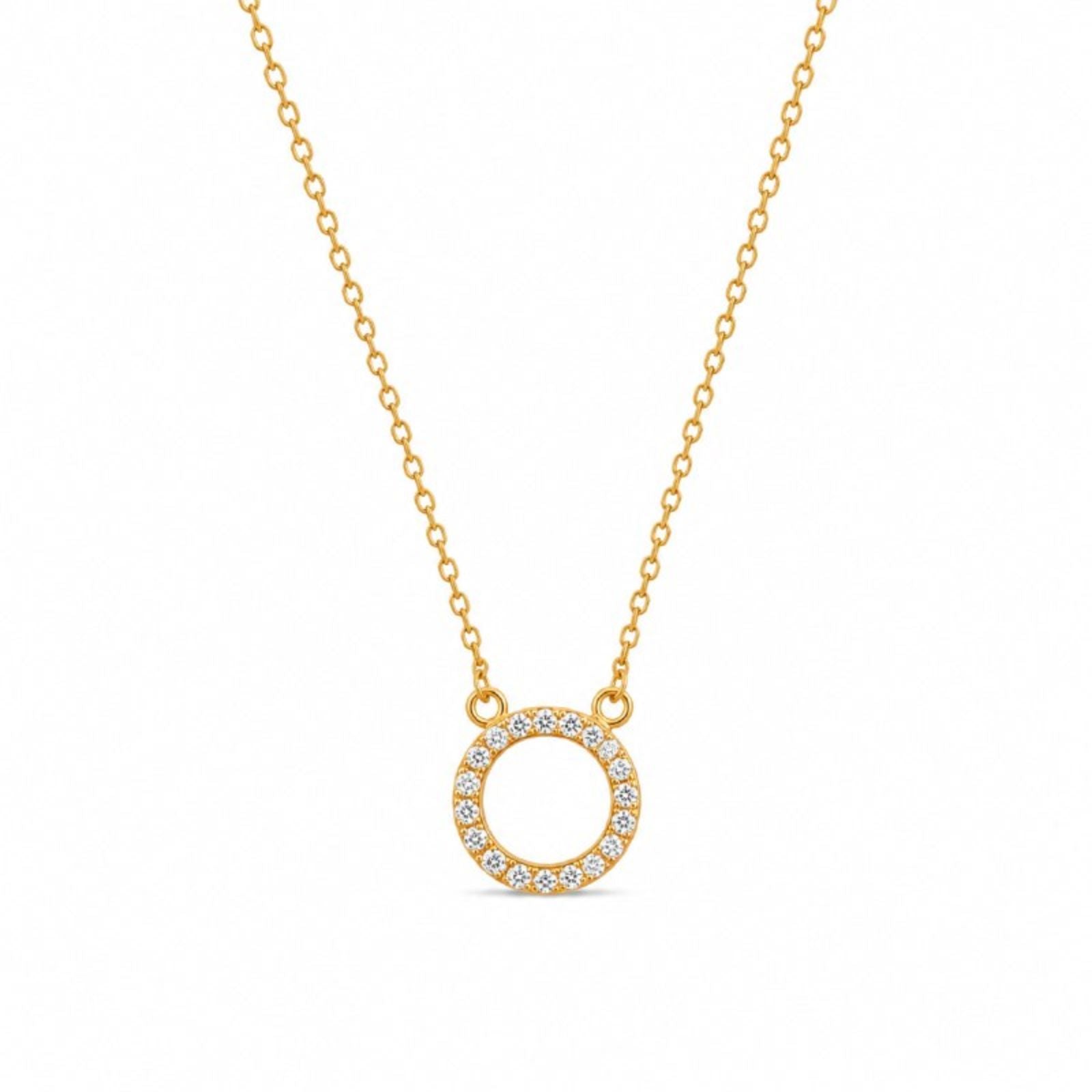 Zavera Gold Plated CZ Open Circle Pendant Necklace for Women