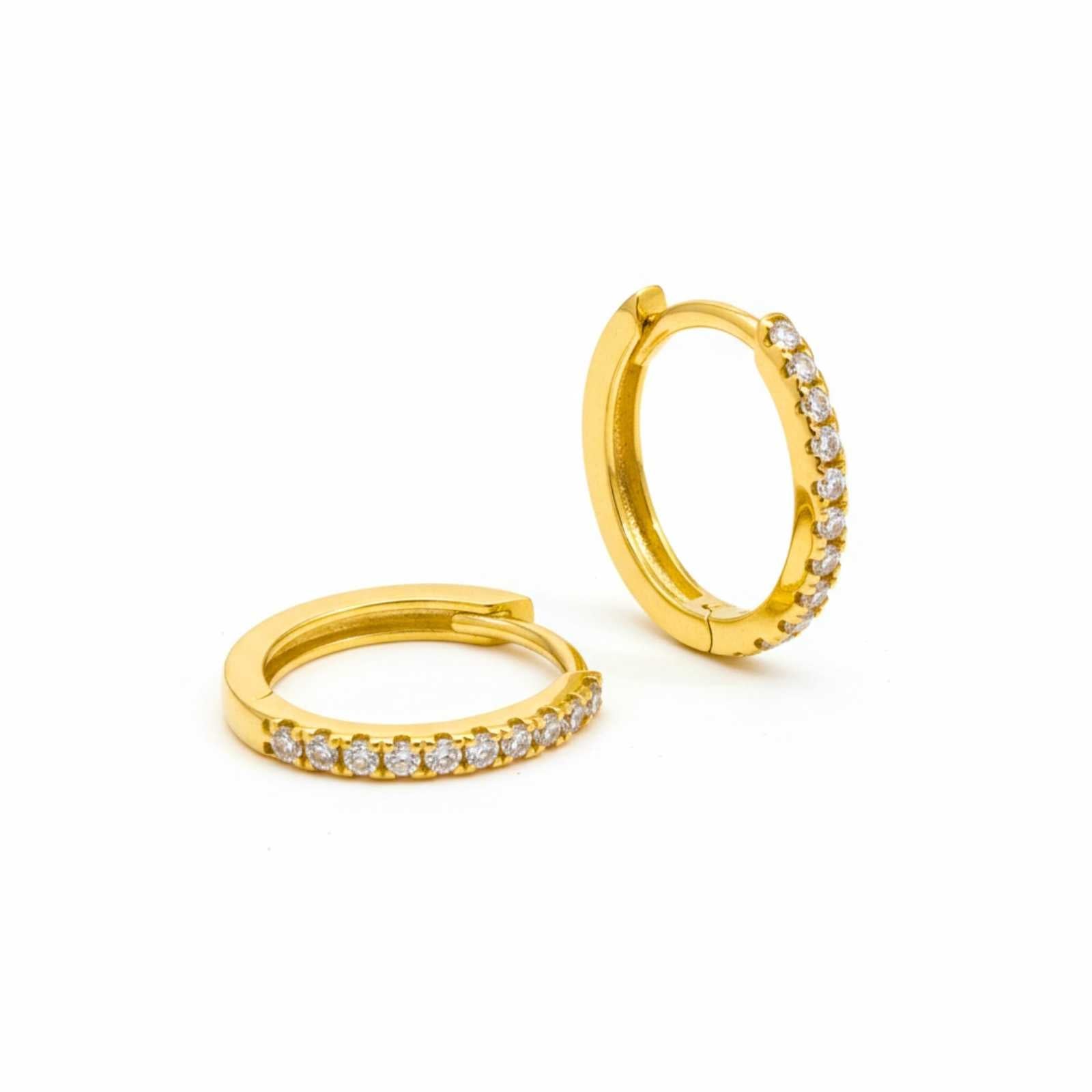Minimal Round CZ Gold Plated Hoop Earrings For Women
