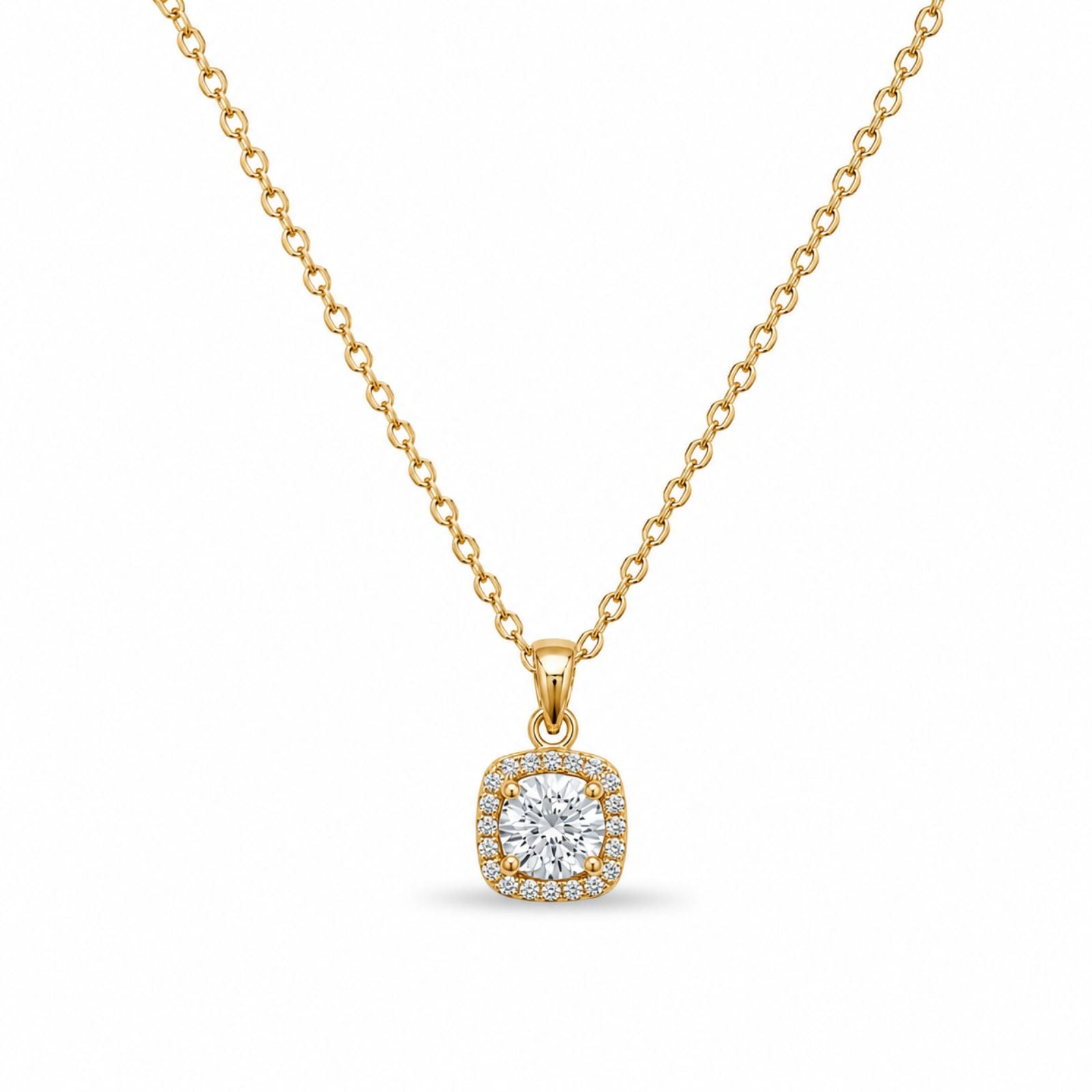 Zavera Gold Plated Elegant Cushion Cut Diamond Pendant For Women