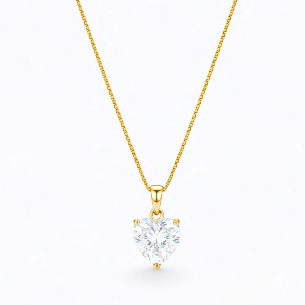 Zavera White Heart Shape Crystal Pendant Gold Plated