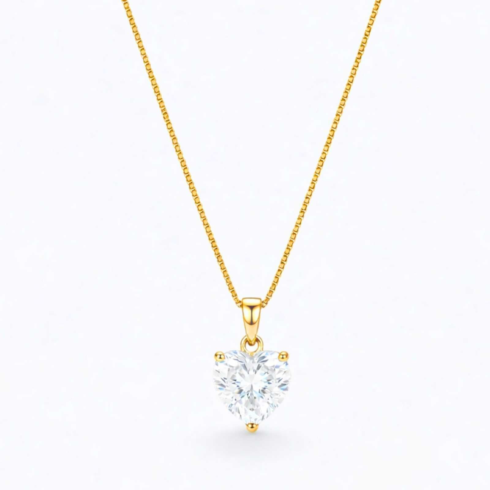 Zavera White Heart Shape Crystal Pendant Gold Plated