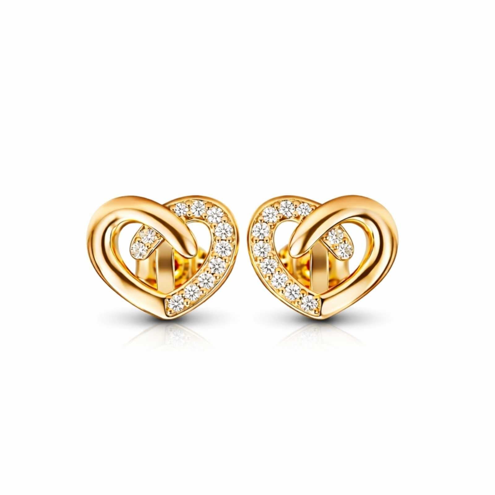 Zavera Intertwined Heart Gold Plated Stud Earrings