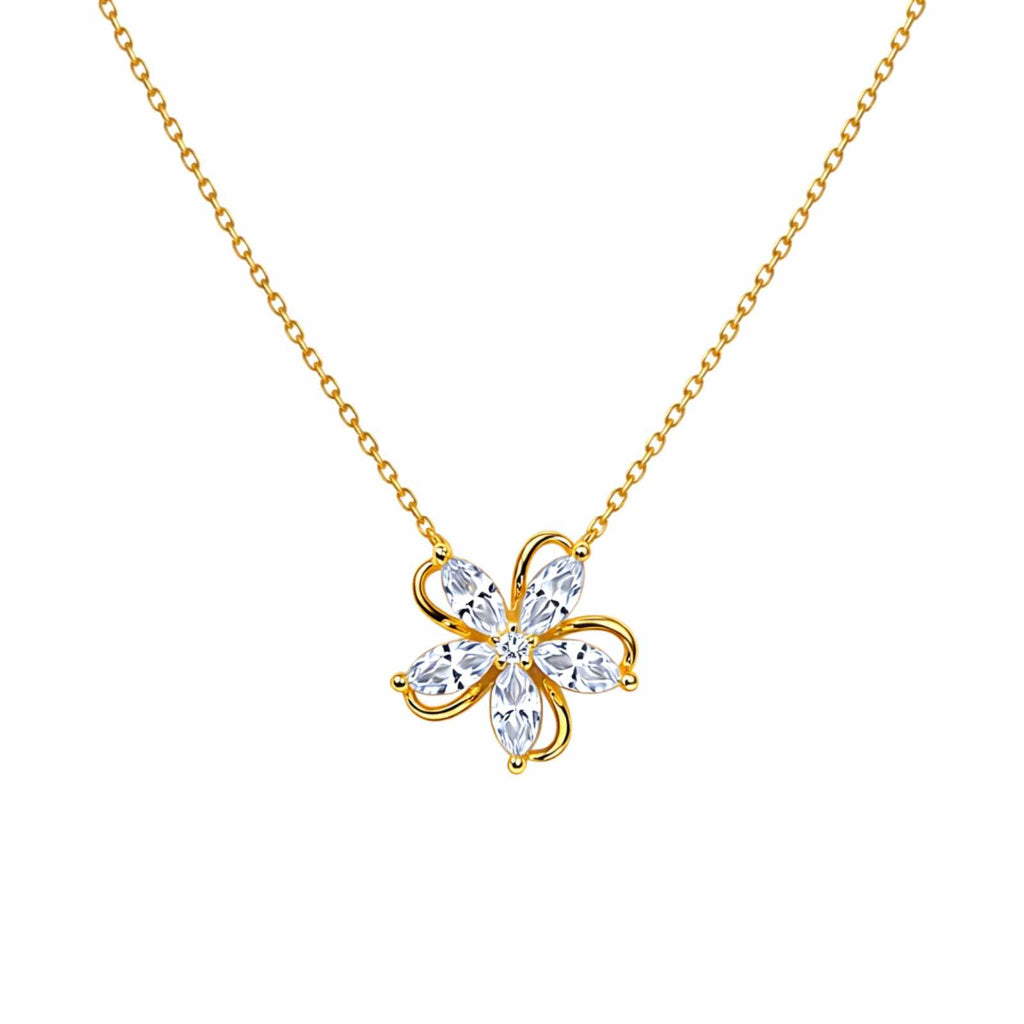 Zavera Gold Plated Crystal Floral Pendant