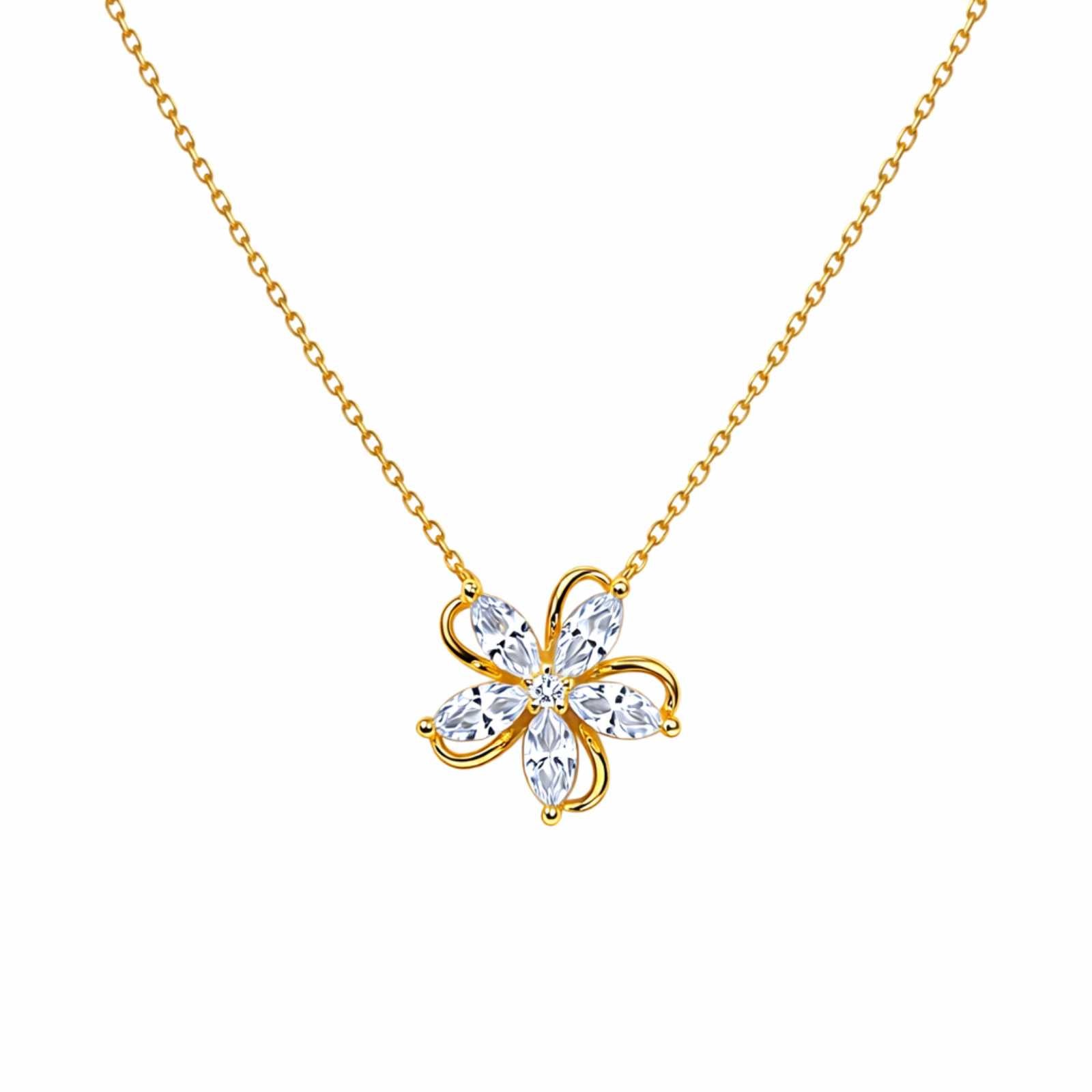 Zavera Gold Plated Crystal Floral Pendant