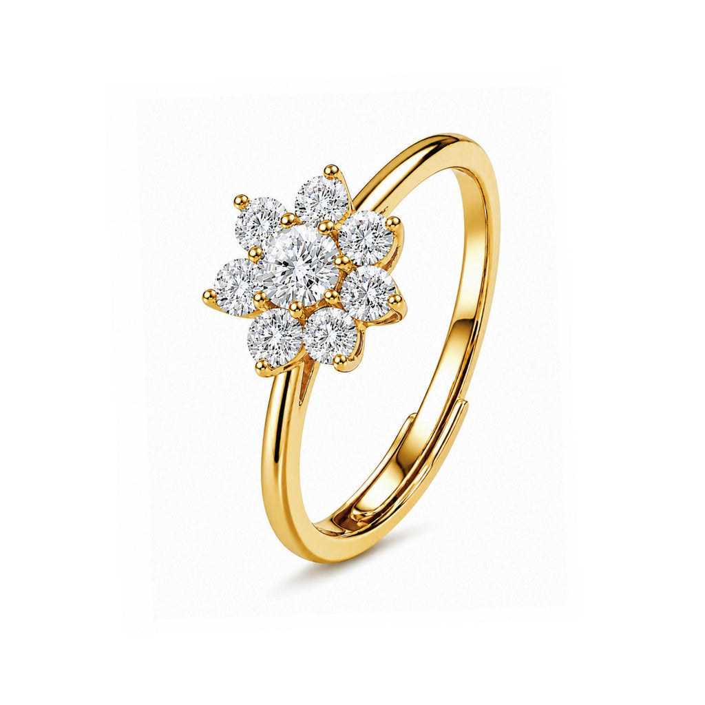 Zavera Brass 22K  Sparkling Flower Cluster Gold Plated Ring For Women