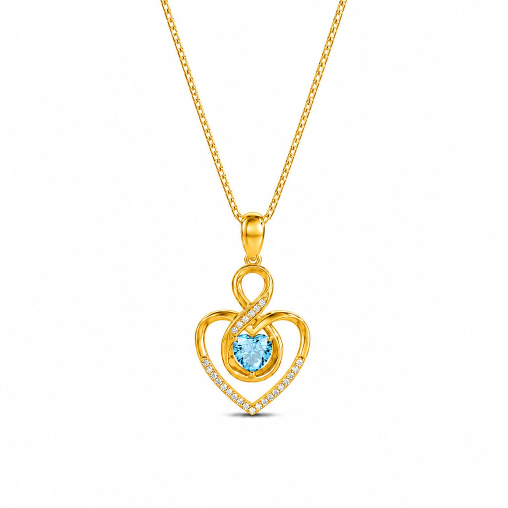 Zavera Gold Plated Blue Heart Crystal Pendant For Women
