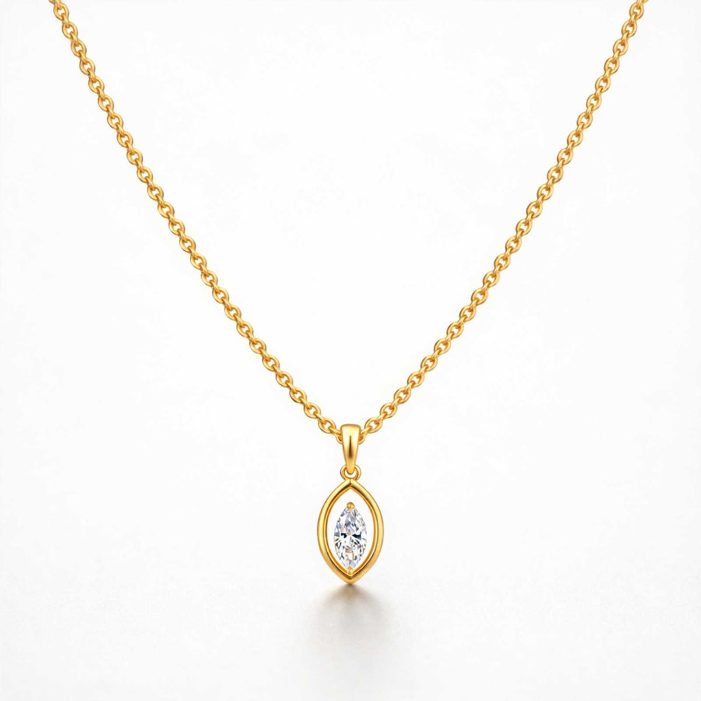 Zavera Oval Shape Crystal Pendant Gold Plated