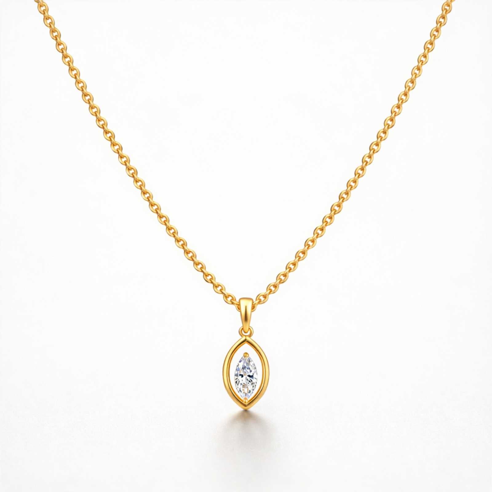 Zavera Oval Shape Crystal Pendant Gold Plated
