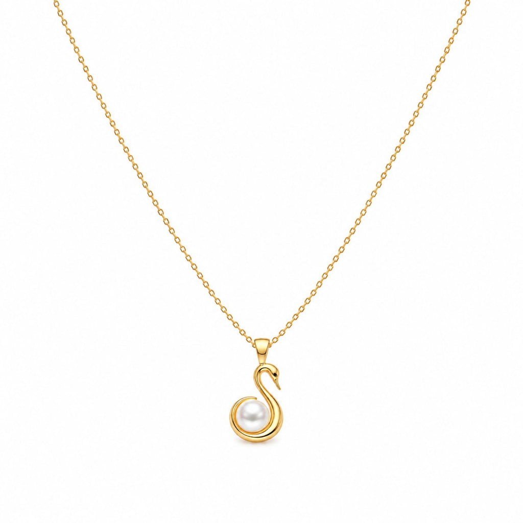 Zavera Gold Plated Swan Pearl Pendant For Women