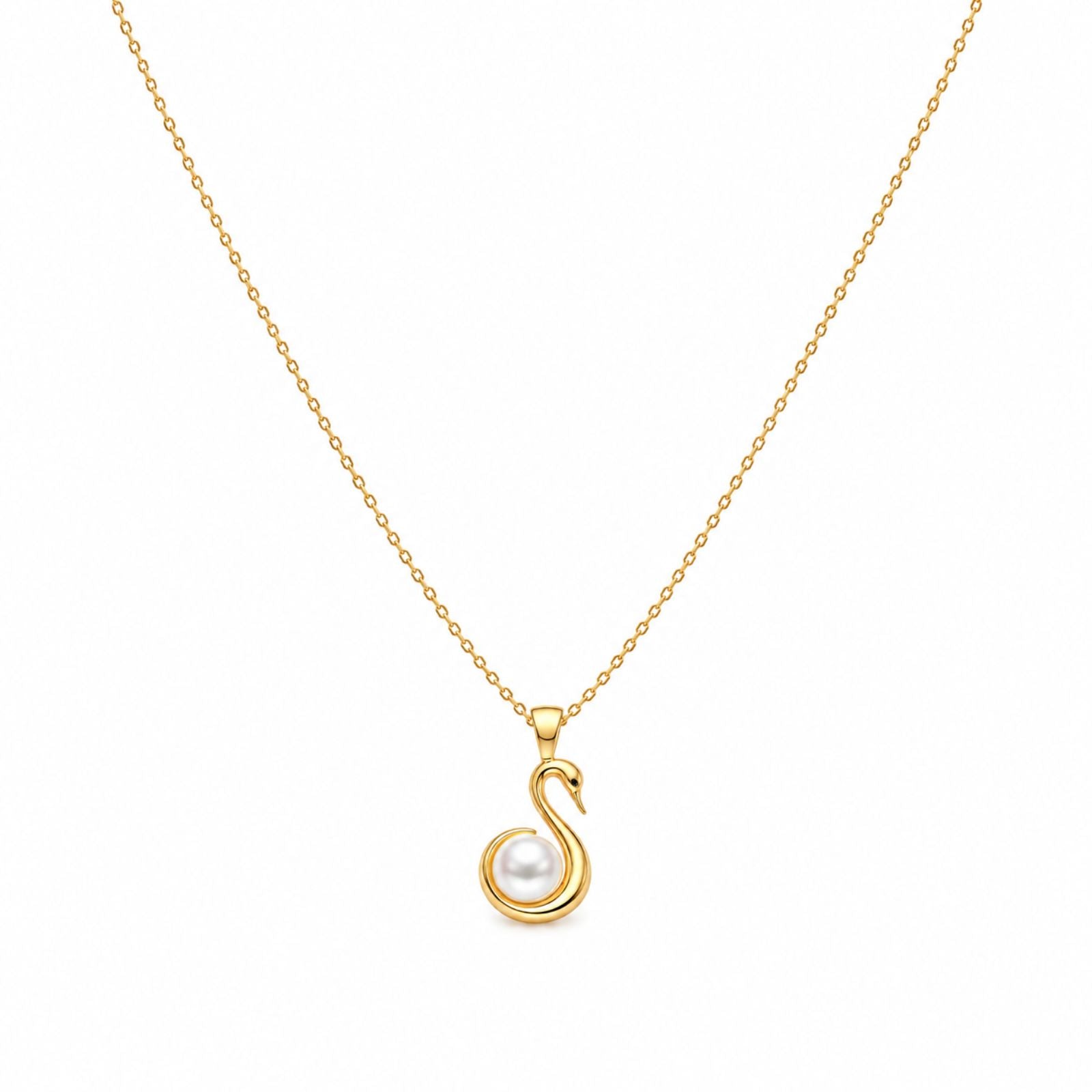 Zavera Gold Plated Swan Pearl Pendant For Women