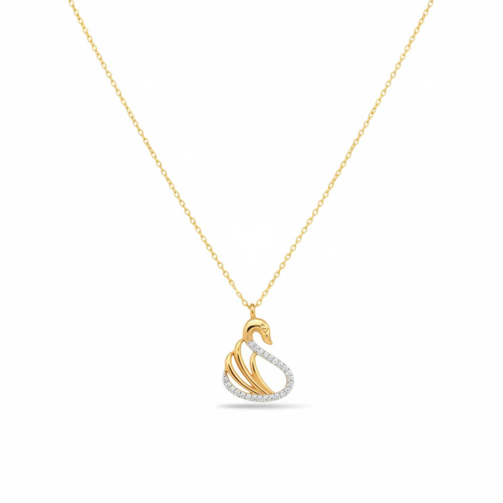 Zavera Swan Design Diamond Gold Plated Pendant