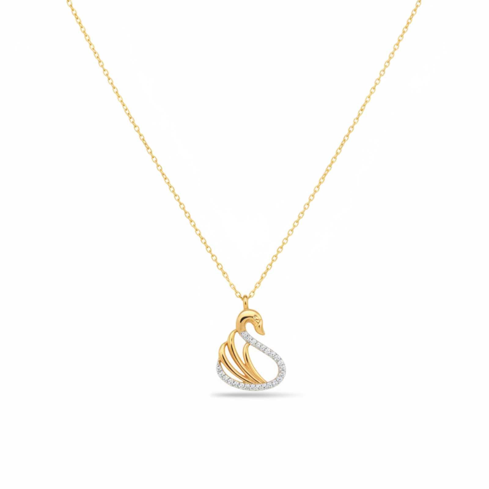 Zavera Swan Design Diamond Gold Plated Pendant