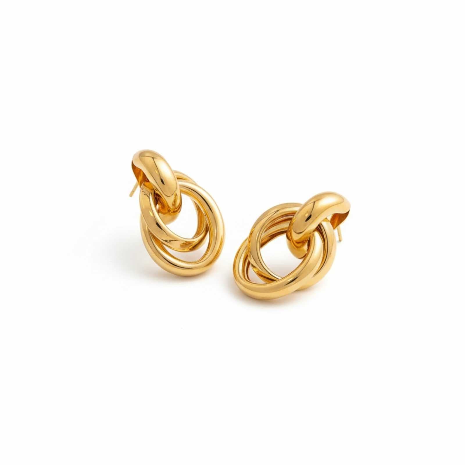 Interlocking Circle Gold Plated Earrings For Women