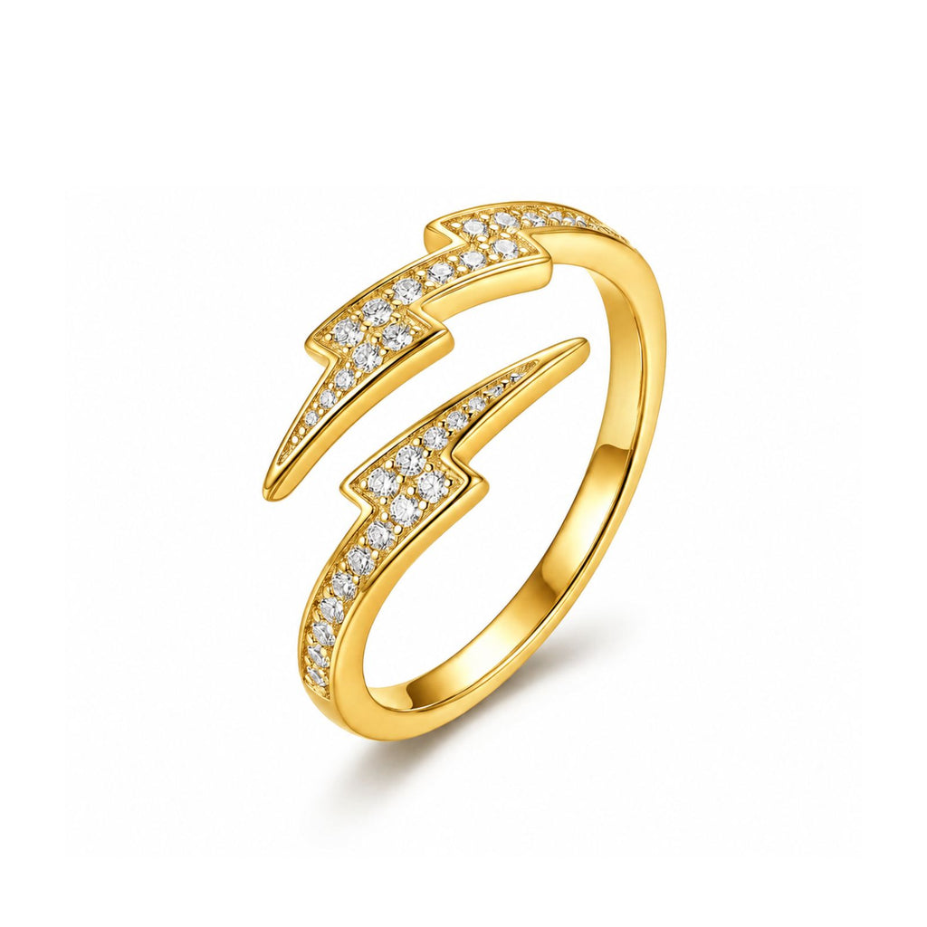 Zavera Brass 22K Thunderbolt Wrap Gold Plated Adjustable Ring For Women
