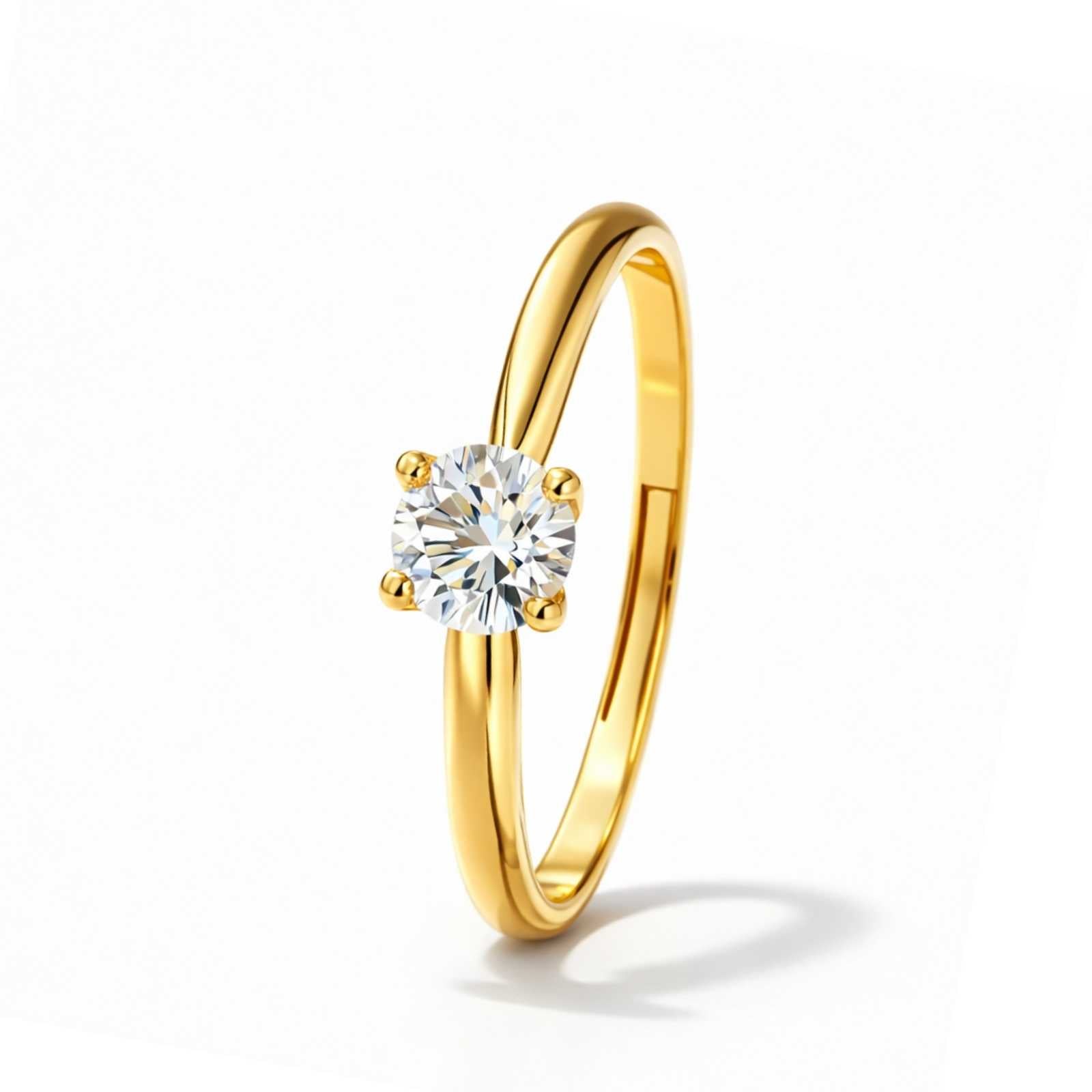 Zavera Gold Plated Solitaire Stone Adjustable Ring