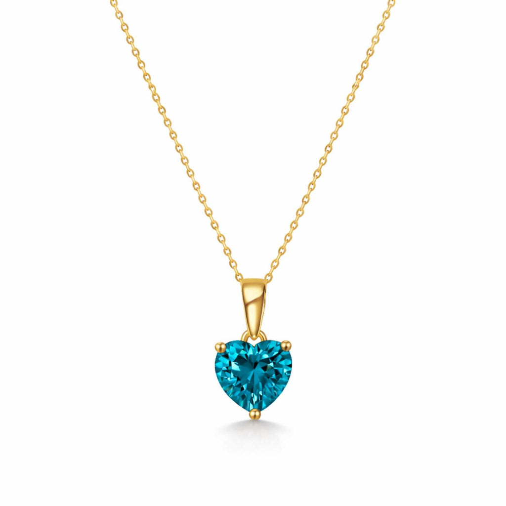 Zavera Blue Heart Shape Crystal Pendant Gold Plated