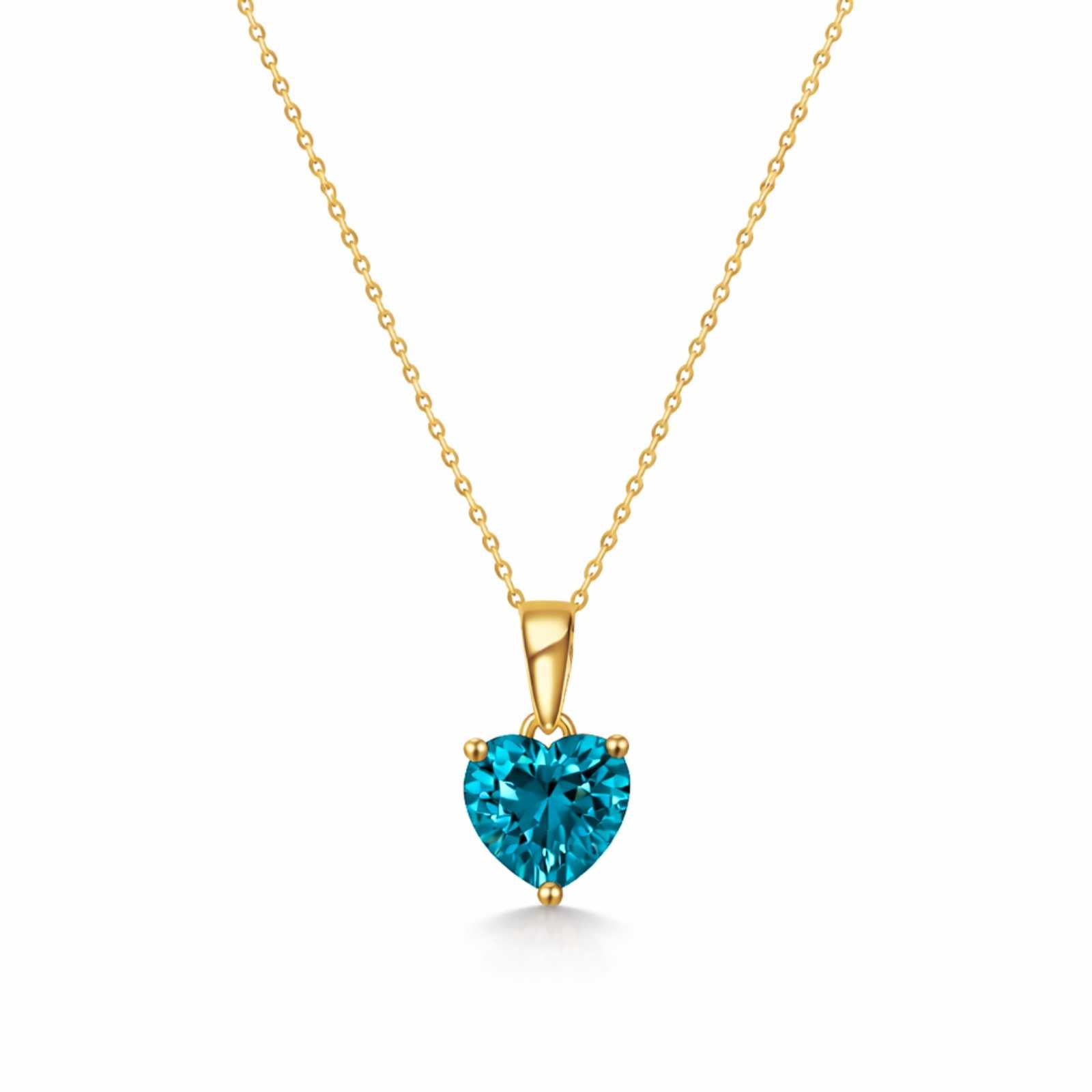 Zavera Blue Heart Shape Crystal Pendant Gold Plated