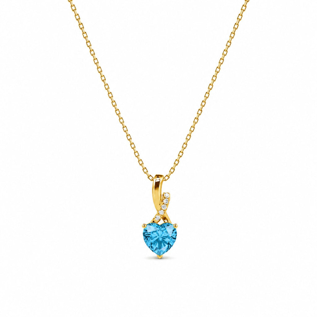 Zavera Gold Plated Blue Crystal Heart Pendant For Women