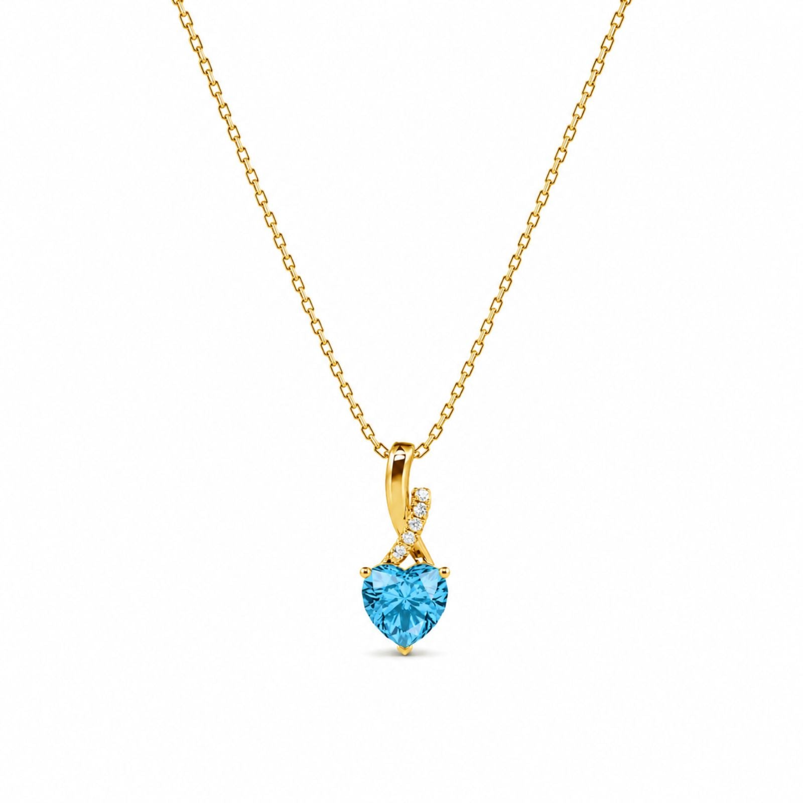 Zavera Gold Plated Blue Crystal Heart Pendant For Women