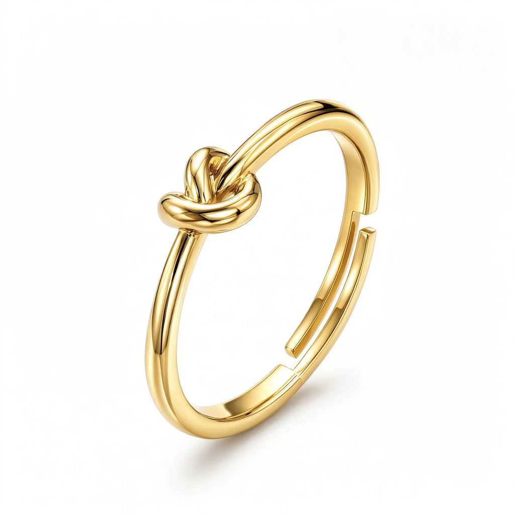 Zavera Brass 22K Love Knot Adjustable Gold Plated Ring For Women