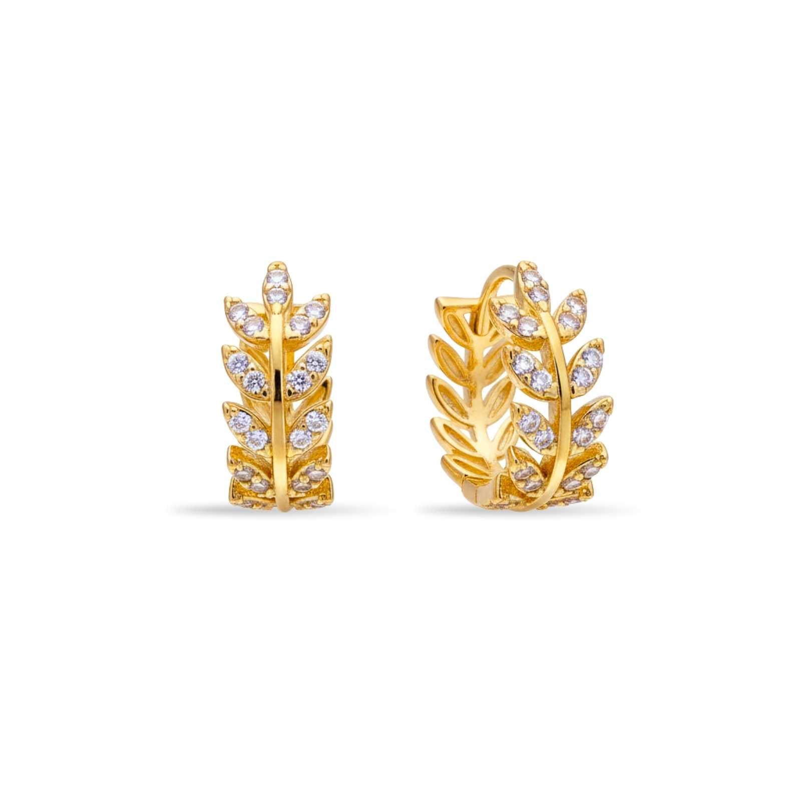 Double Leaf Gold Plated Hoop Earrings For Women