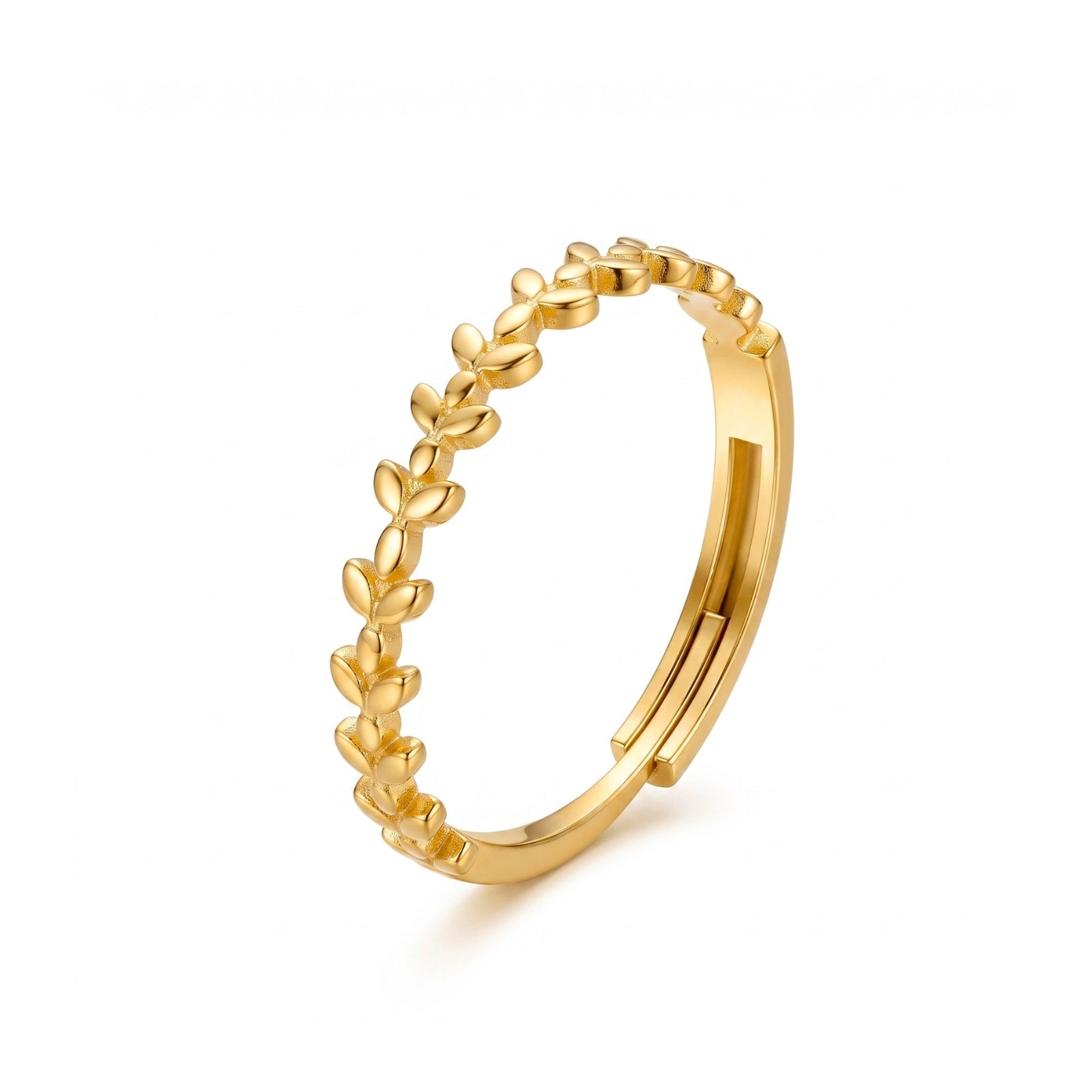 Zavera Brass 22K Gold Plated Leaf Ring For Women