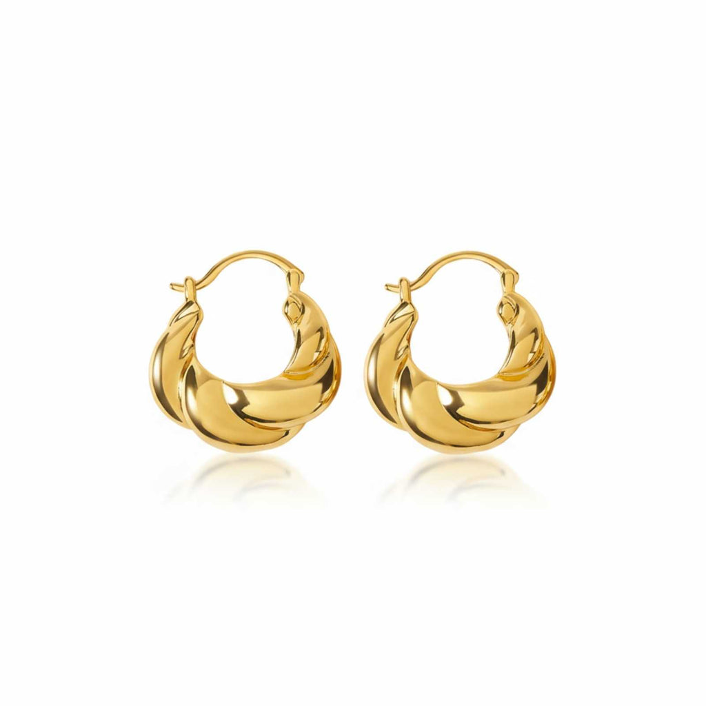 Bold Twisted Gold Plated Hoop Earrings For Women