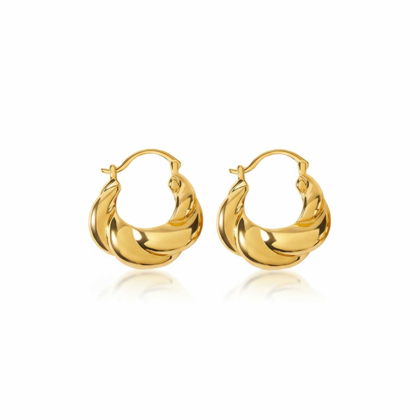 Bold Twisted Gold Plated Hoop Earrings For Women