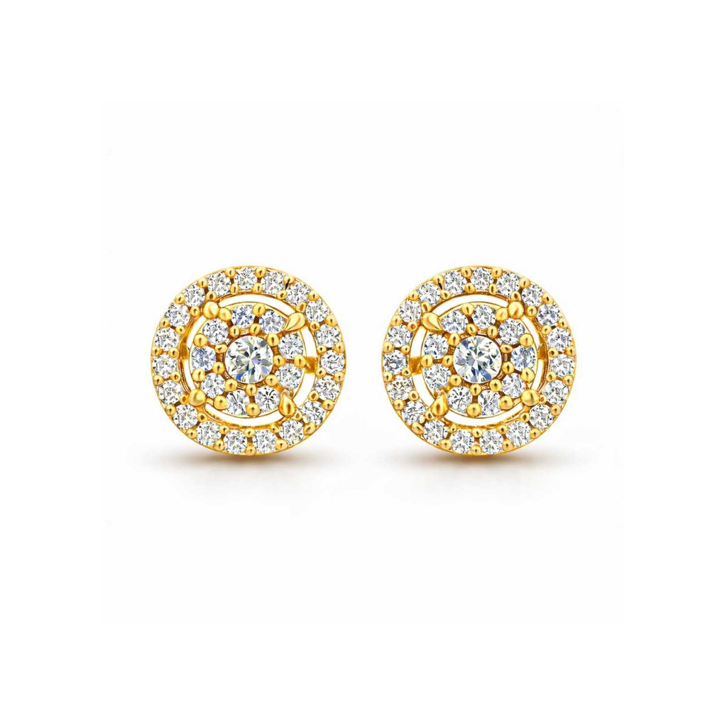 Zavera Circular Cluster Gold Plated Stud Earrings
