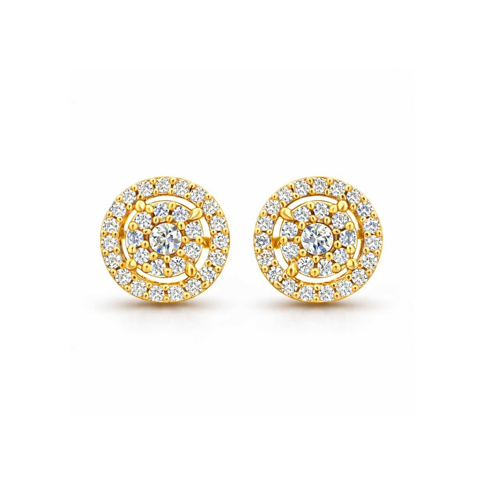 Zavera Circular Cluster Gold Plated Stud Earrings