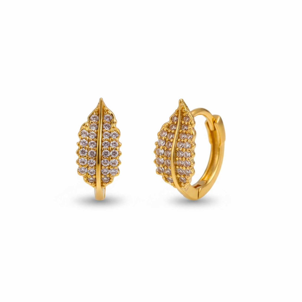 Nature Inspired Leaf Gold Plated Earrings For Women
