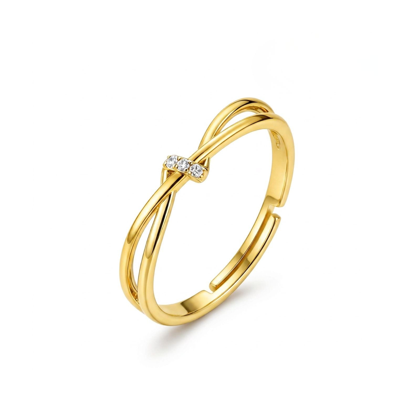 Zavera Brass 22K Infinity Love Gold Plated Adjustable Ring For Women